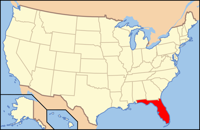 USA map showing locaion of Florida